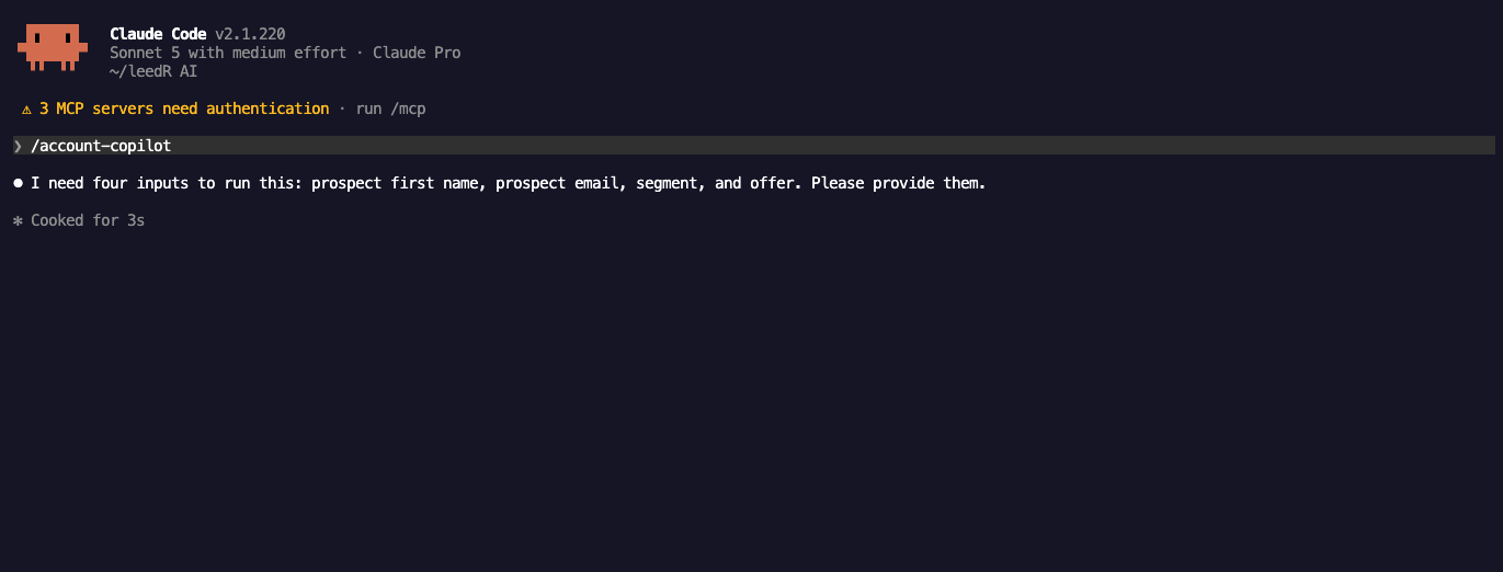 account co-pilot + CRM screenshot